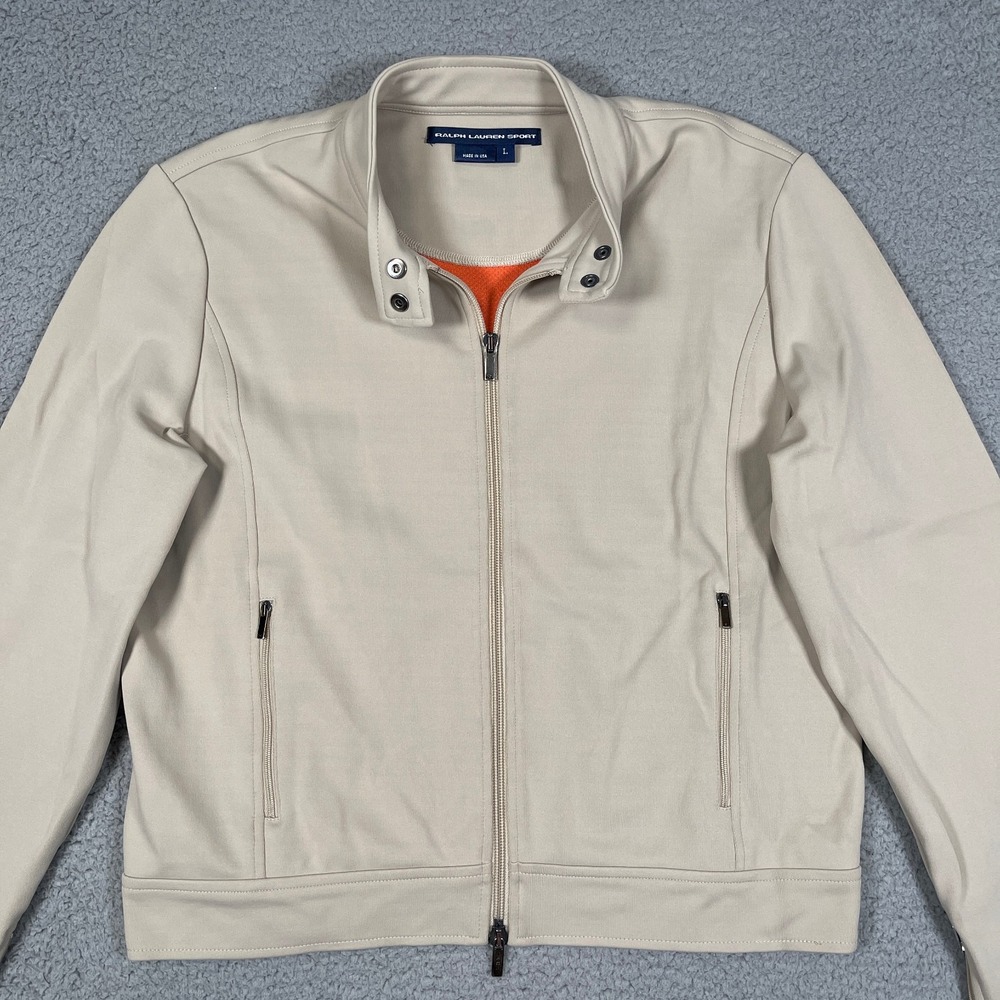 Vintage Polo Ralph Lauren Sport Jacket Womens L Beige Cropped Fit USA Made 90s - Picture 3 of 14